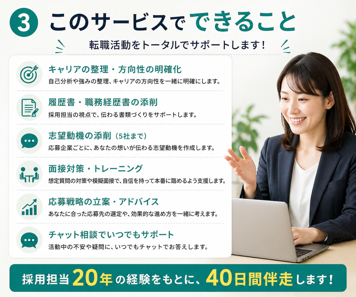採用担当20年が転職活動を徹底サポートします 採用担当目線で課題を明確に｜職務経歴書・面接まで徹底サポート イメージ4