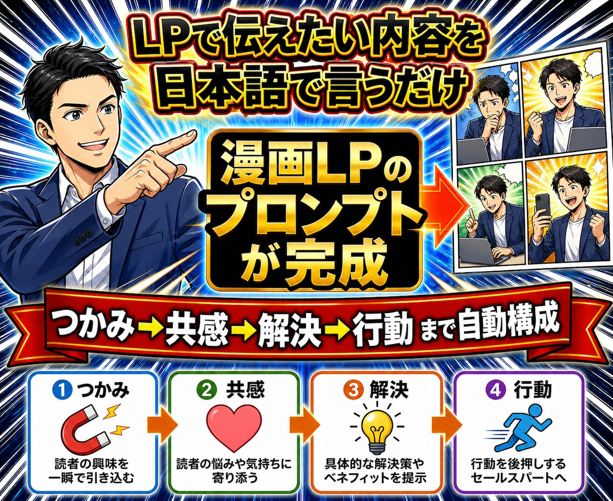 漫画LP用のAIプロンプト作成ツールを販売します 作るのは画像ではなくプロンプト。日本語で伝えるだけでOK イメージ2