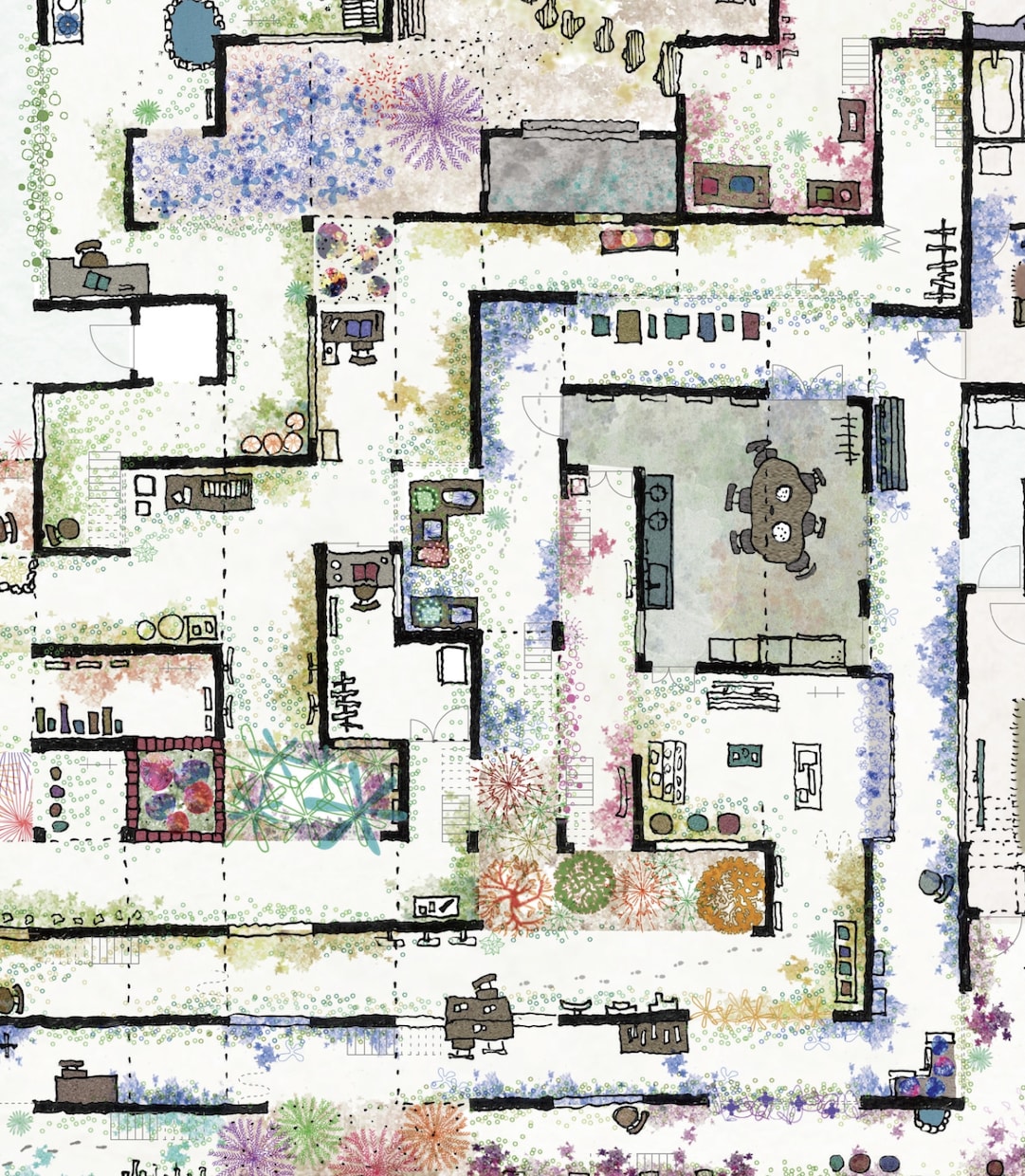 手描きで住宅・建築パースを制作します 住宅内観パースからコンペ案、鳥瞰図や断面パースも表現します。 イメージ6