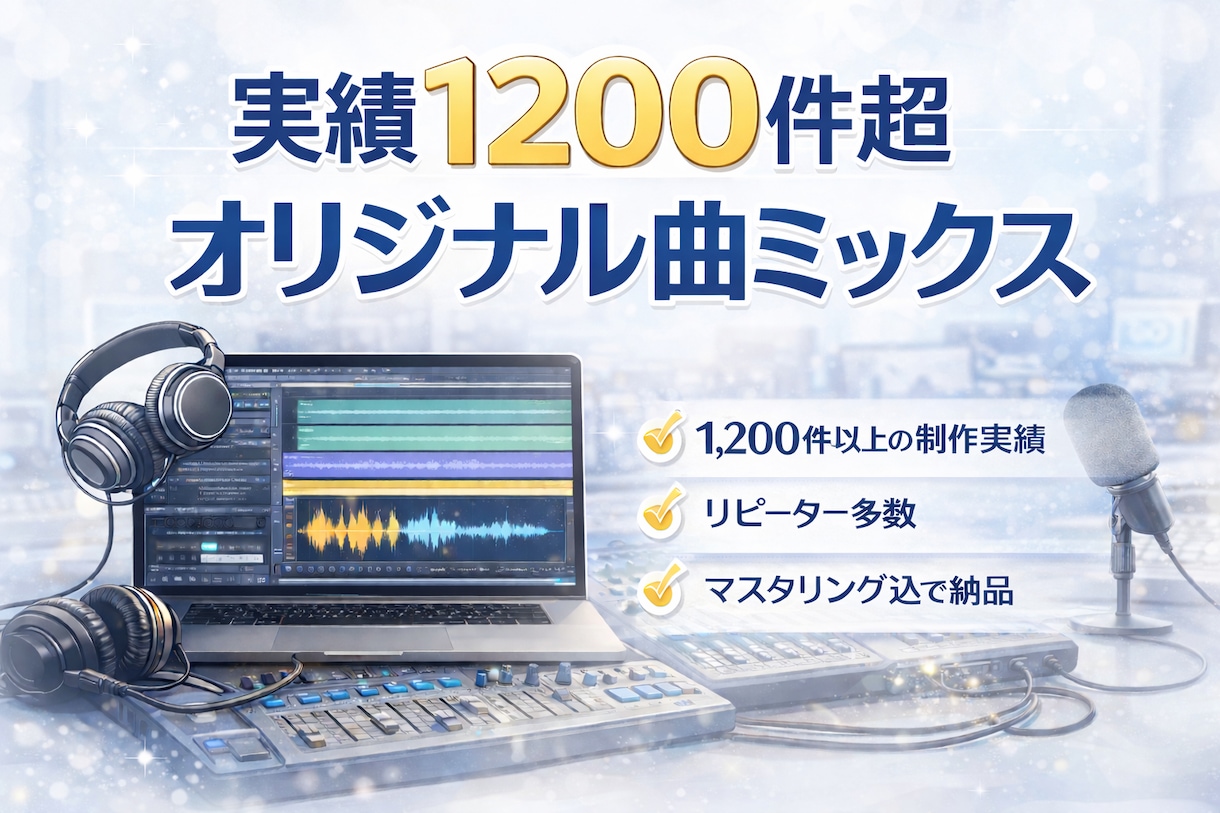 実績1200件超｜オリジナル曲ミックスします 高評価多数・マスタリング込で納品 イメージ1