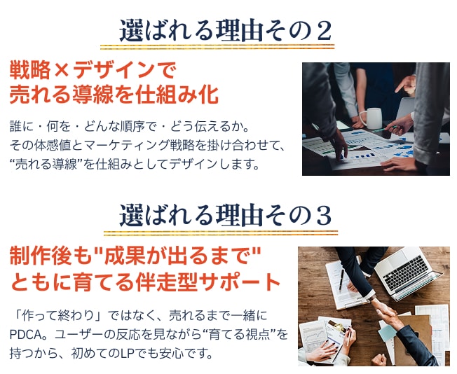 戦略敵なLPデザインを一緒に創り上げていきます 営業経験を活かし「伝わる・売れる」構成とデザインをご提案！ イメージ3