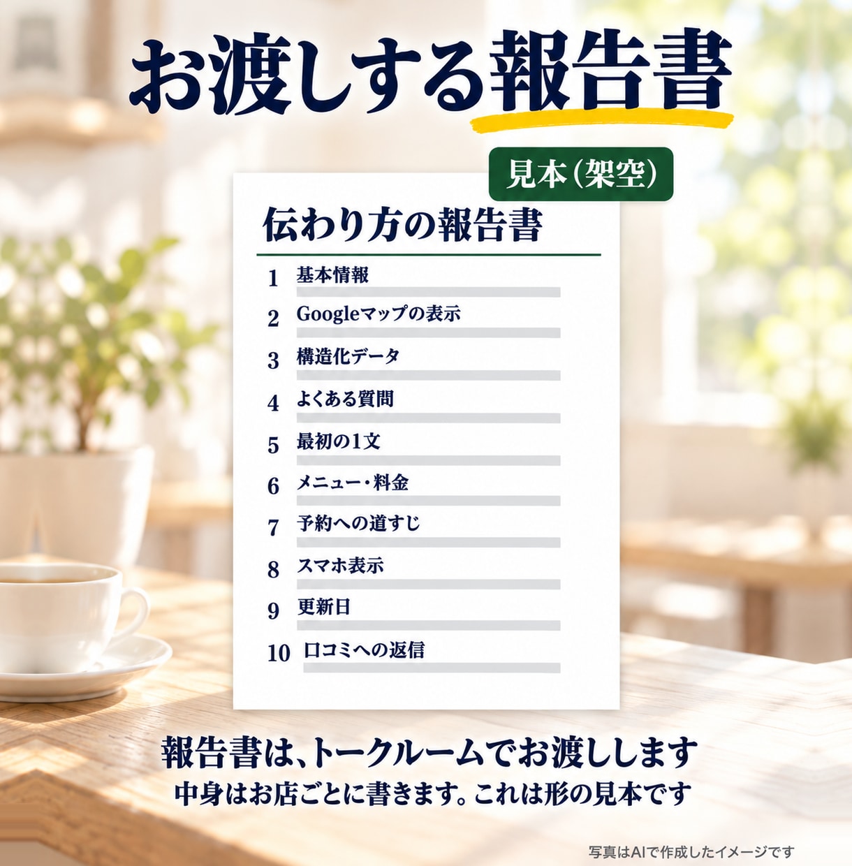 AI検索・LLMO・MEOの目線でHPを診断します お店と士業へ｜Googleマップ・構造化データ・口コミ欄 イメージ3