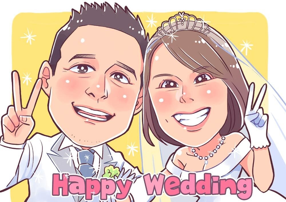 ウェルカムボード年賀状結婚祝いのイラスト描きます 2名で5000円！大事な記念の日に素敵なイラスト贈ります イメージ3