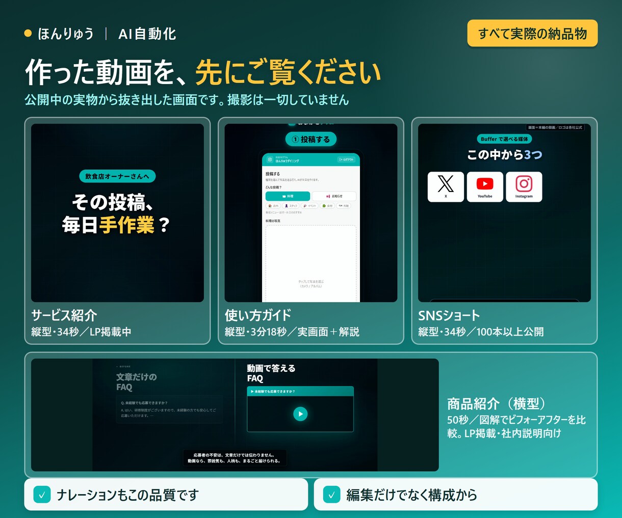 撮影なしで解説・マニュアル動画を作ります 原稿だけで完成。撮影も素材も編集ソフトも要りません イメージ3