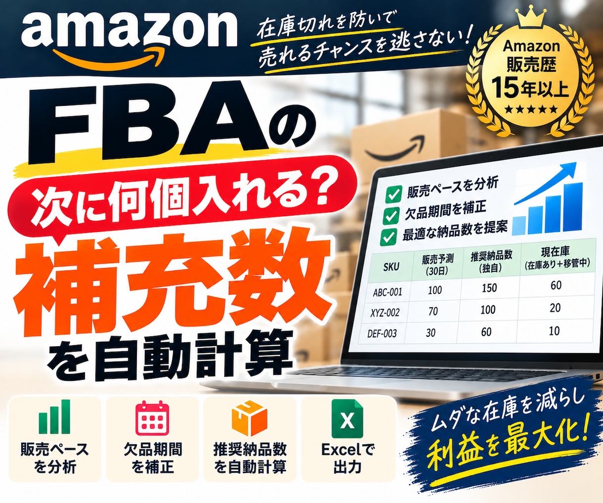 Amazon FBAの販売予測を自動計算します Amazon歴15年以上の店長が実際に使う在庫補充ツールです イメージ1
