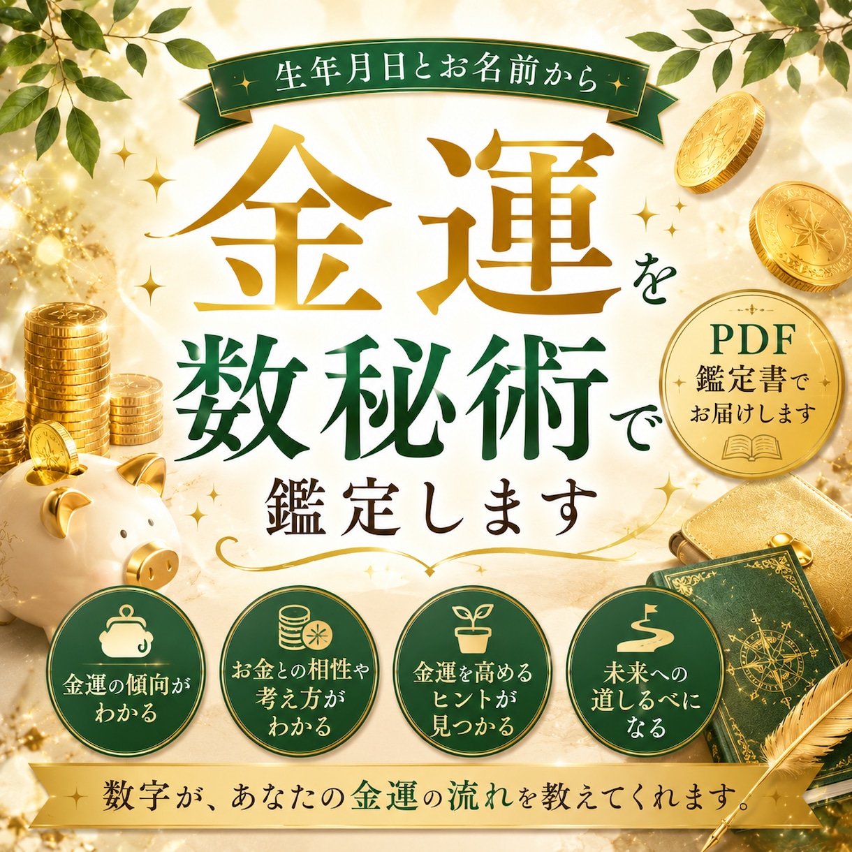 金運の流れを数秘術で鑑定します 金運・お金との相性を数秘術で鑑定【オリジナル鑑定書をお届け】 イメージ1