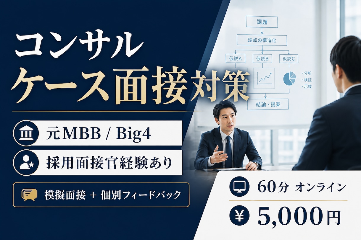 コンサルのケース面接対策をします 元戦コン（MBB）・Big4の面接官経験者がフィードバック イメージ1