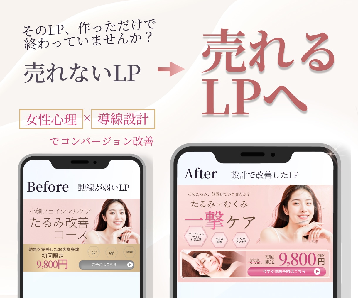 売れないLPを売れる構成に修正・改善します 女性心理×動線設計で反応UP！【デザインのみ】 イメージ1