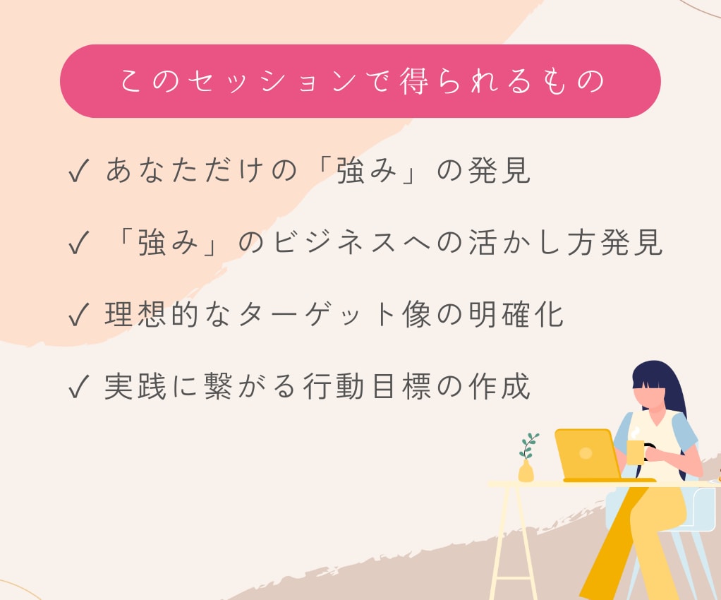 コーチング✕生成AIで売れる戦略に繋げます 強みをもとに、売れる戦略に繋げるための90分のセッションです イメージ4