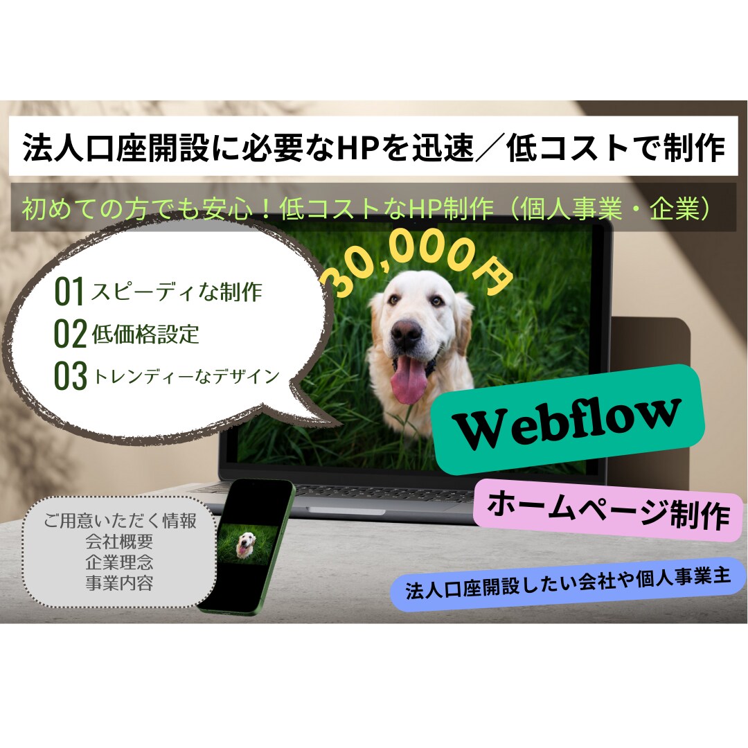 法人口座開設に必要なHPを迅速低コストで制作します 初めての方でも安心！低コストなHP制作（個人事業・企業） イメージ1