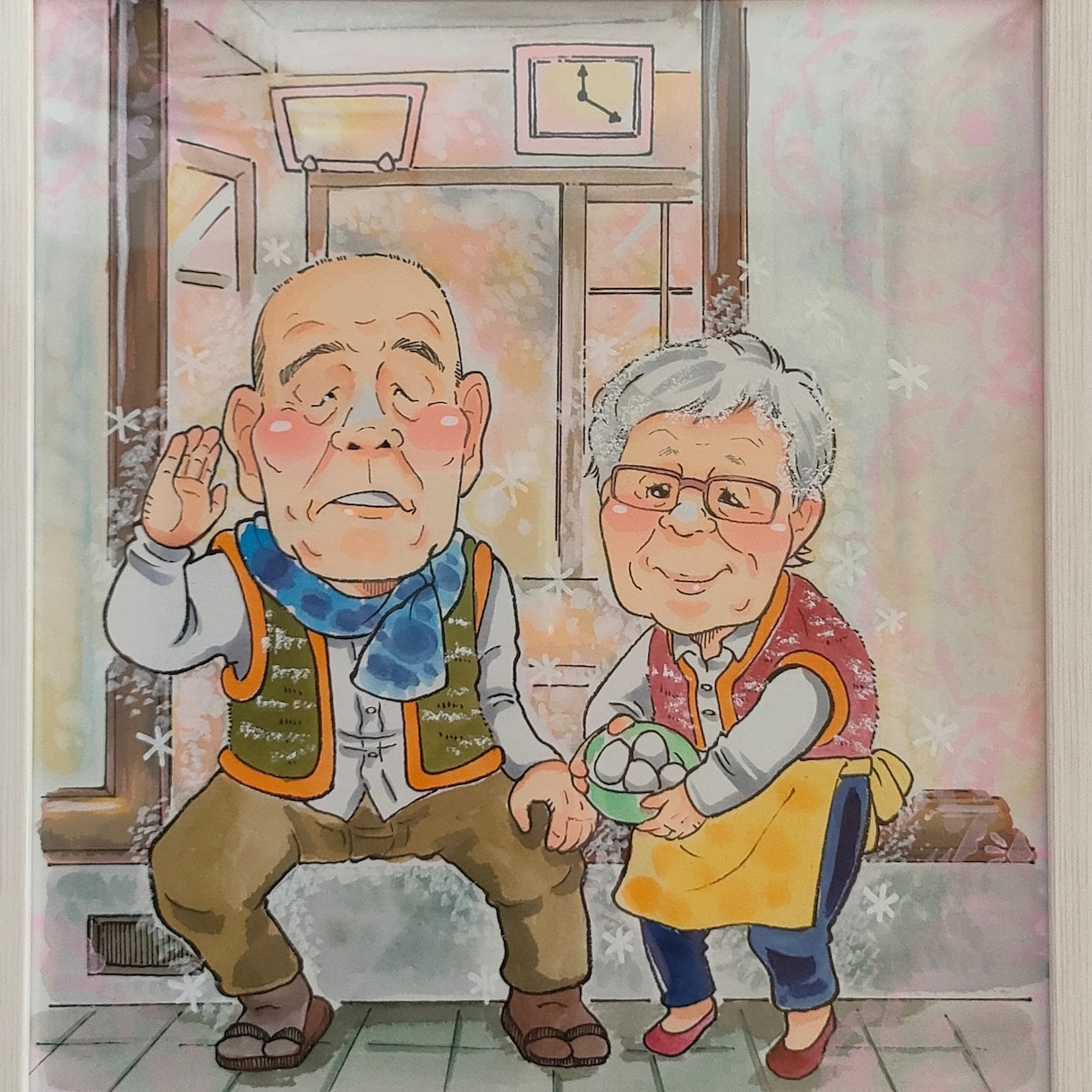 モデルが主人公になる！2名様の似顔絵描きます 金婚式、お誕生日など飾りやすい色紙サイズ・A4サイズの似顔絵 イメージ1