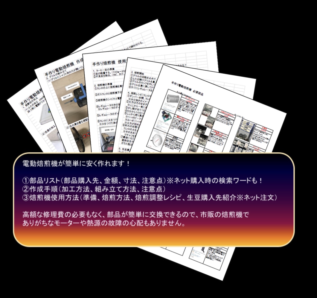 電動焙煎機を部品代3000円で作る方法を教えます 手回し卒業！電動を安く！直火で美味しいコーヒーを！ イメージ2