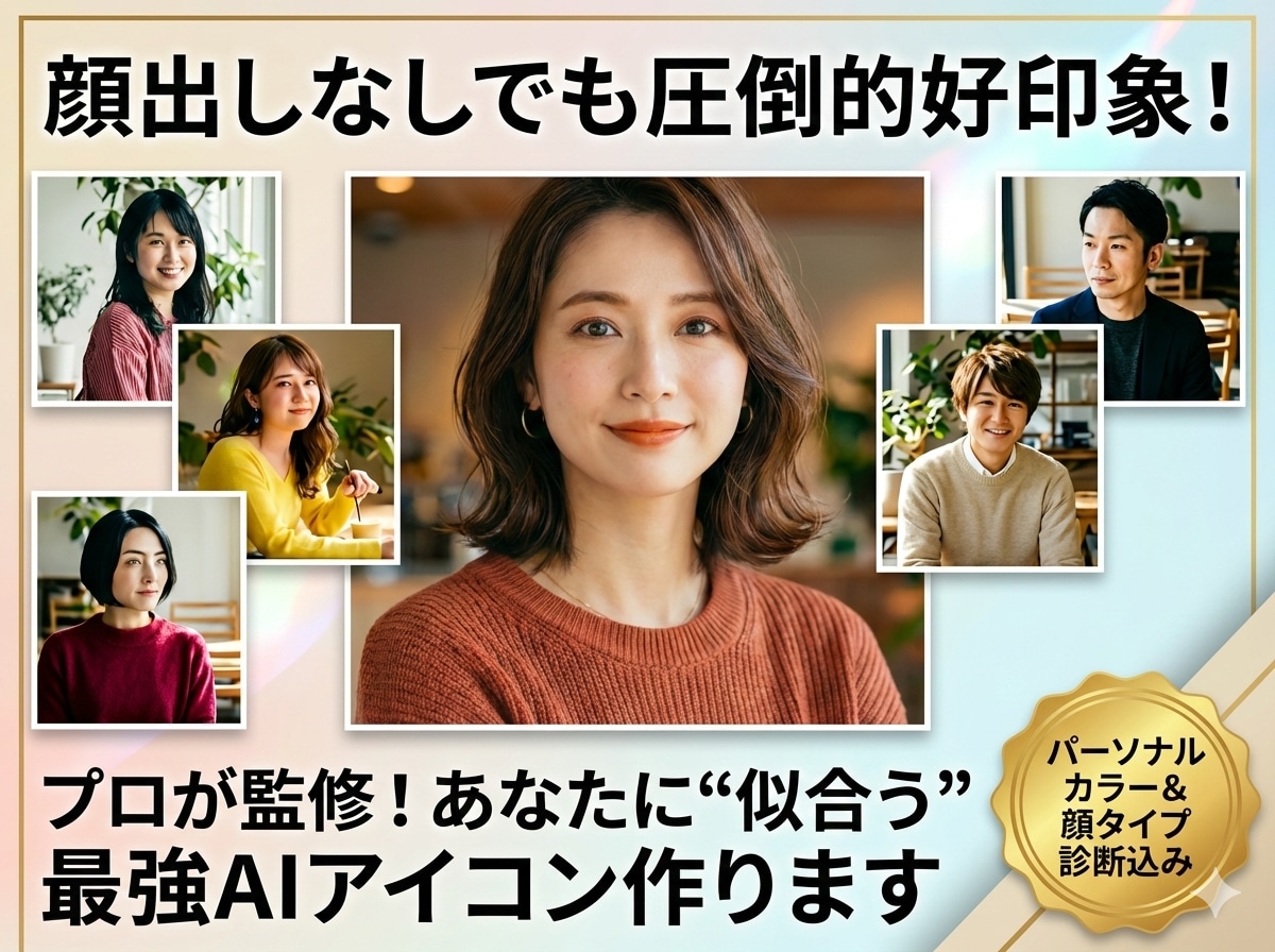 プロ監修の似合わせAIアイコン作成します パーソナルカラー×顔タイプ診断でオリジナル褒められアイコン！ イメージ1