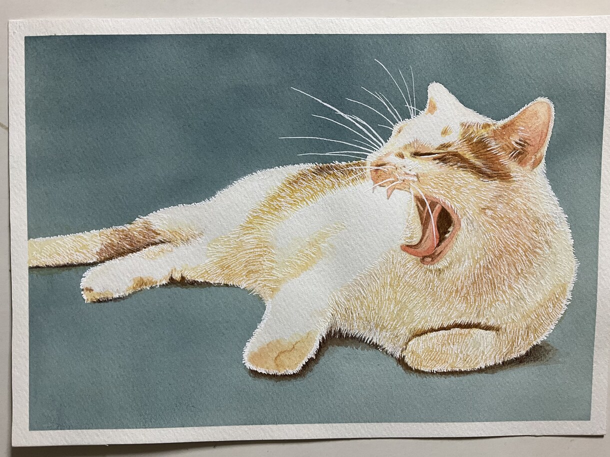 写真をもとに人物、ペットの似顔絵を描きます 透明水彩絵の具で厚めの水彩紙にポートレートを描きます。 イメージ10
