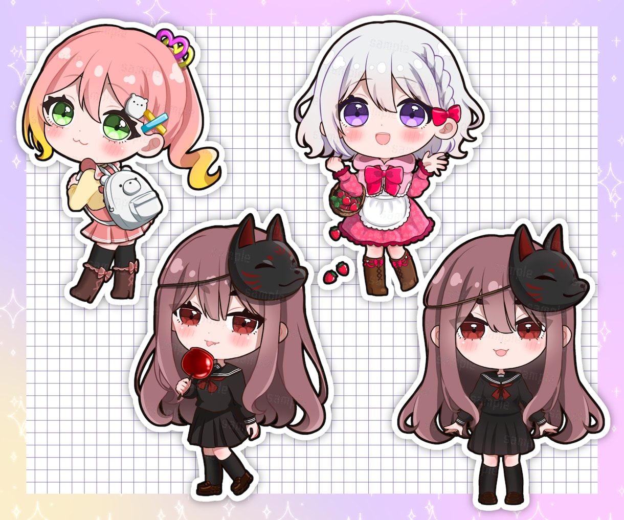 商用利用無料！ミニキャラアイコン描きます SNS等で使える全身ミニキャライラスト！ イメージ5