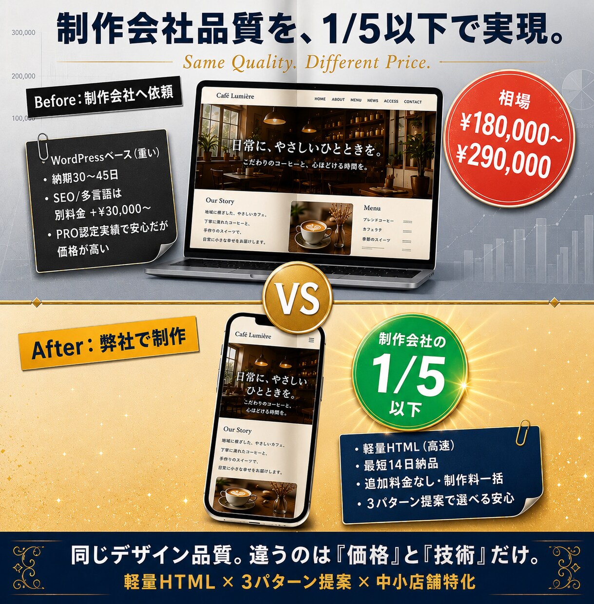 トレンドデザインで店舗ホームページ制作します 写真と雰囲気が伝わる、上質なデザインの店舗HPを制作 イメージ9