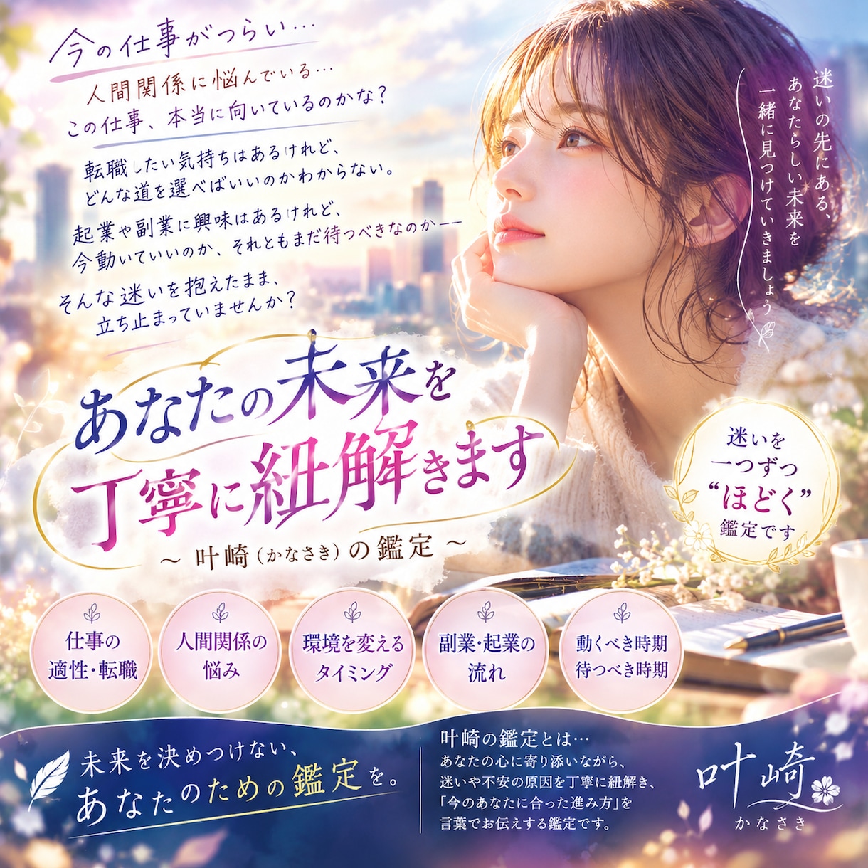 あなたの未来を丁寧に紐解きます 心に絡む糸をほどき、次に踏む一歩が見える鑑定です。 イメージ1