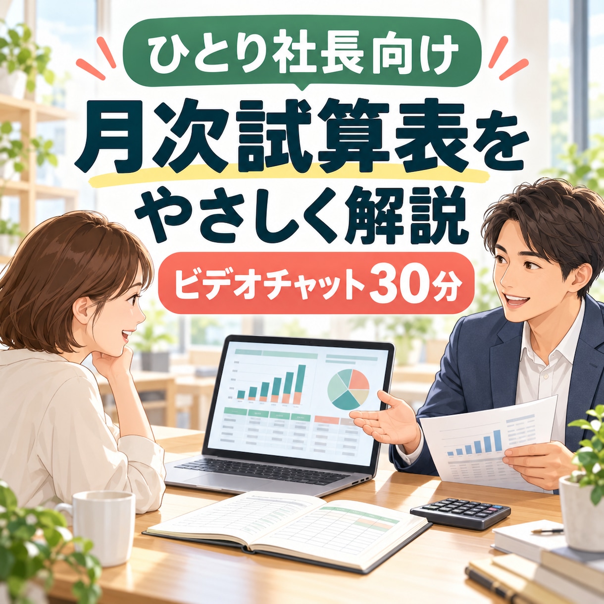 ひとり社長向けに月次試算表の見方を説明します 数字が苦手な方にも、月次試算表の見方をやさしく解説 イメージ2