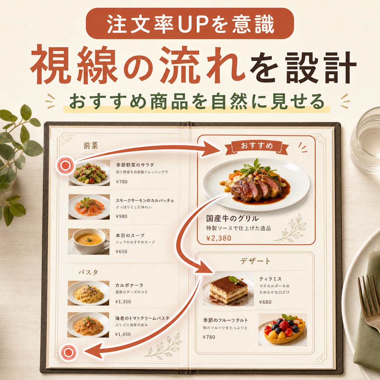メニュー表の売れ方を整えます 注文率UPを意識したメニューへ イメージ5