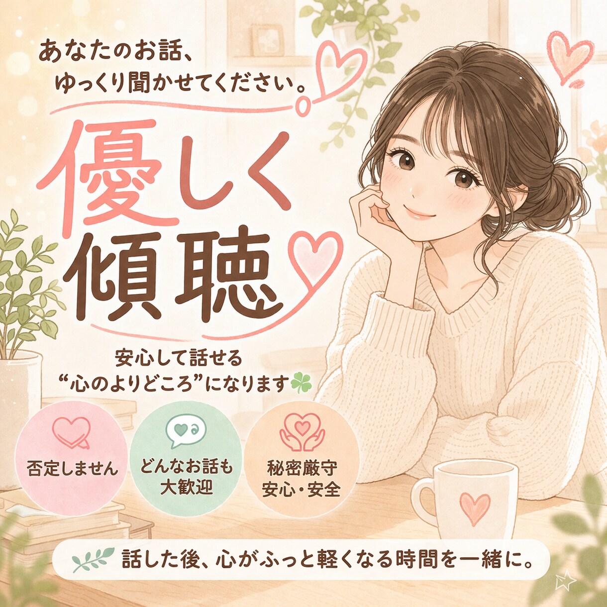 話し相手になります 愚痴を聞いてほしい方、話し相手がほしい方へ イメージ1