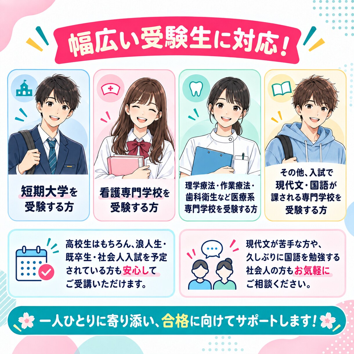 看護・医療系専門学校／短大の現代文を教えます 入試で必要な現代文を基礎から丁寧に対策します イメージ4