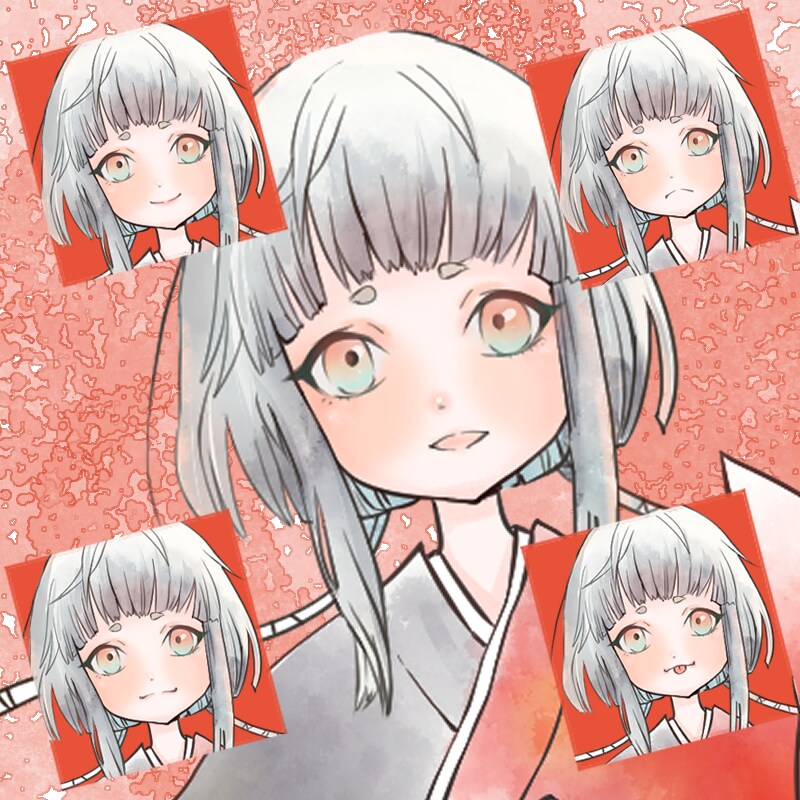 既製品のキャラクターアイコンを販売しています オーダーやりとり不要/和装の女の子表情5種+お面5種 イメージ1