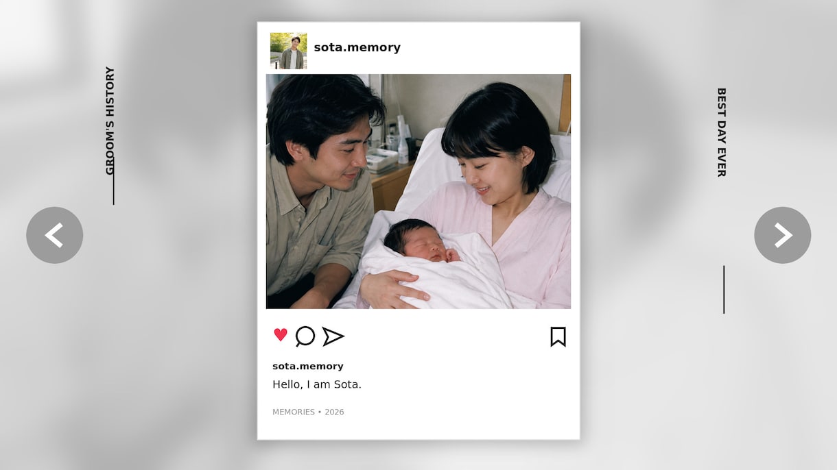 インスタ風プロフィールムービーを制作します 投稿をめくるような結婚式ムービーをお届けします イメージ4