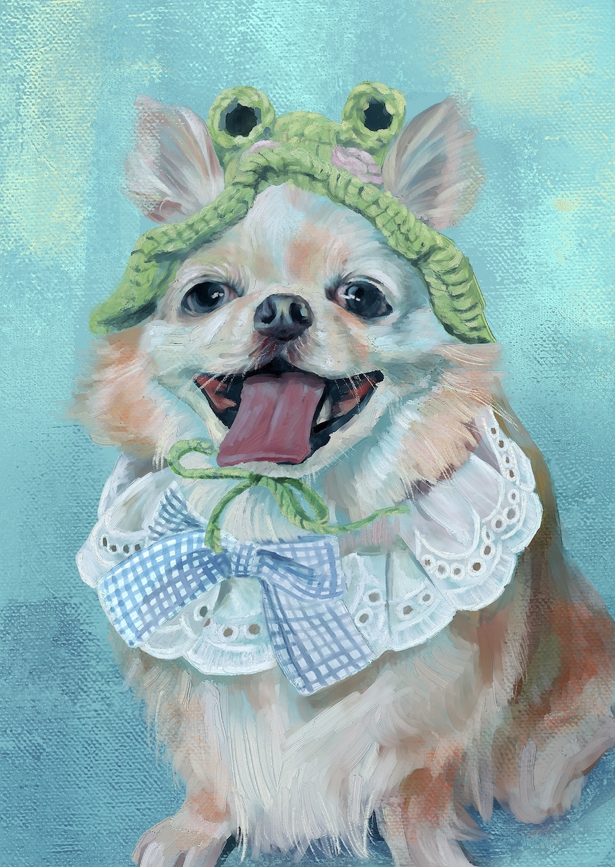 お写真を元に、色彩豊かな人物画・ペット画を描きます お好きな色味でお描きします。青を基調としたものが得意です♪ イメージ1