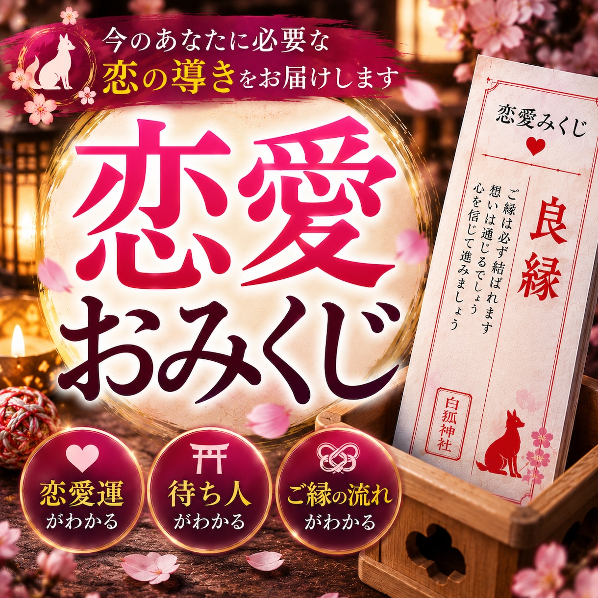 恋愛おみくじ｜ご縁・待ち人｜今後の恋愛運を占います 今、あなたの恋に必要な答えがここに。 イメージ1