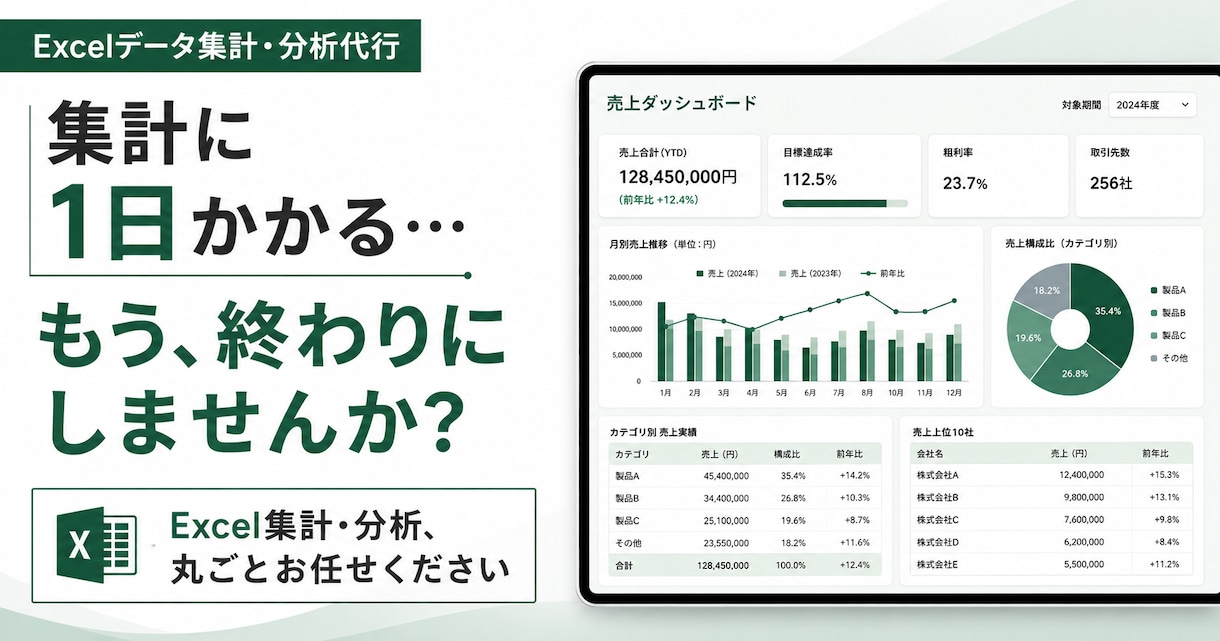 Excel集計を最短2日で効率化します 「集計に1日かかる…」を、今日で終わりにしませんか？ イメージ2