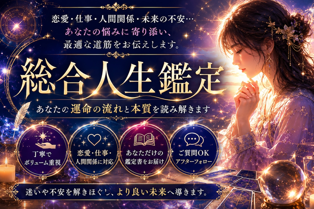 総合鑑定◆あなたの運命の流れと本質を読み解きます 人生の流れと本質を深く読み解きます イメージ1