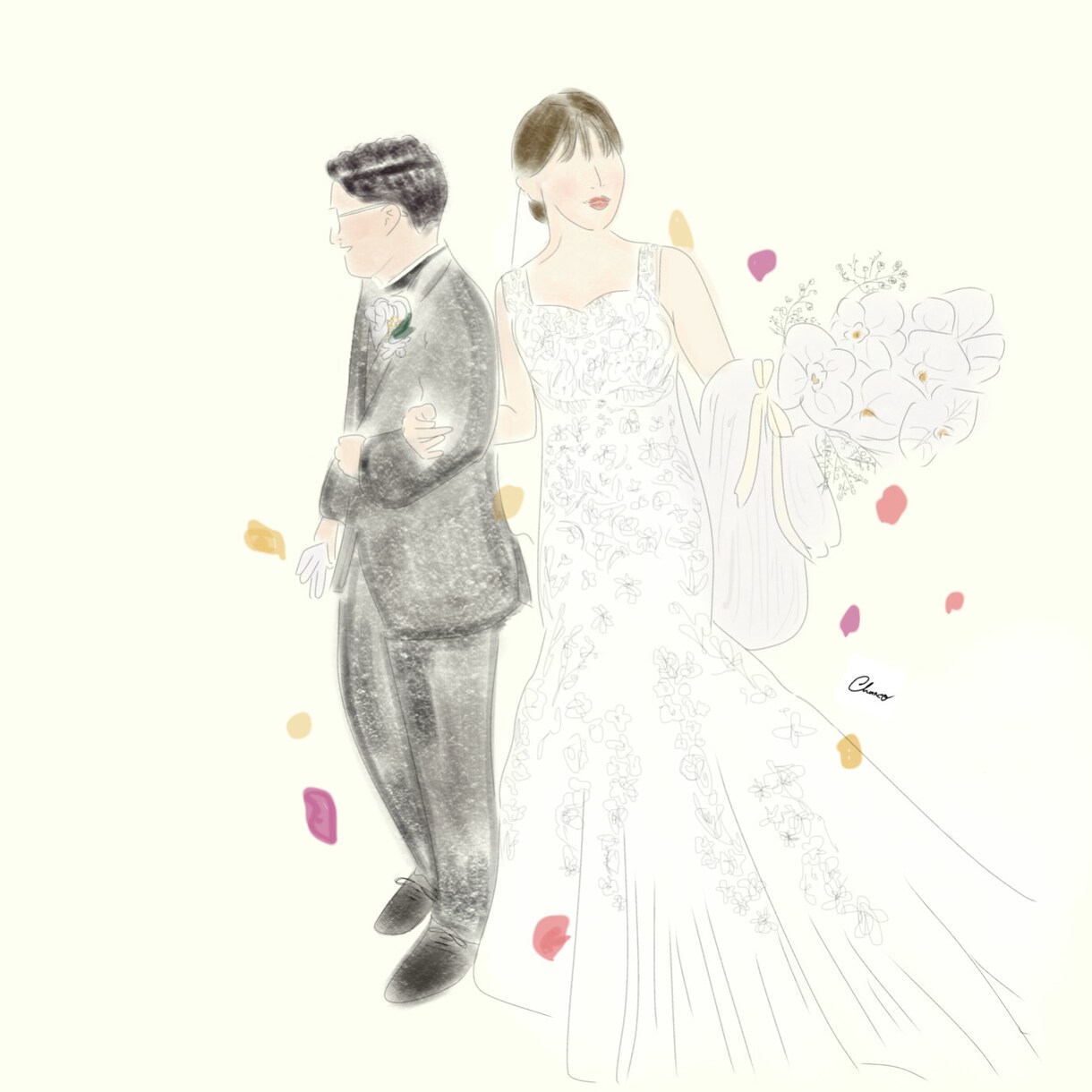 シンプルな線画を描きます お写真を元に特別な日、普段の何気ない格好のあなたを描きます イメージ5