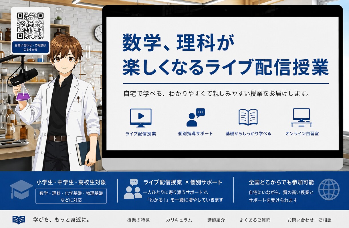 理数専門のオンライン授業をします 新規開講記念価格でご提供するキャンペーン中です イメージ1