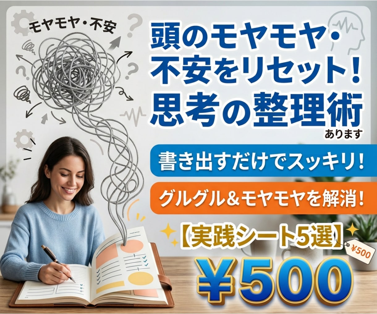 頭のモヤモヤ・不安をリセット！思考の整理術あります 書き出すだけでスッキリ！グルグル＆モヤモヤを解消！実践シート イメージ1