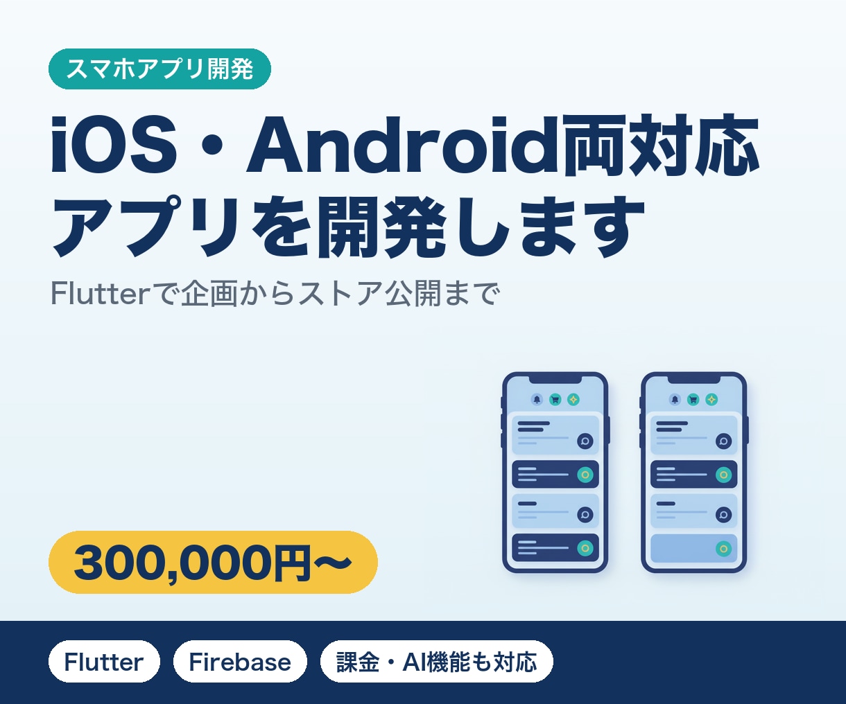 Flutterでスマホアプリを開発します iOS・Android両対応｜企画からストア公開まで イメージ1