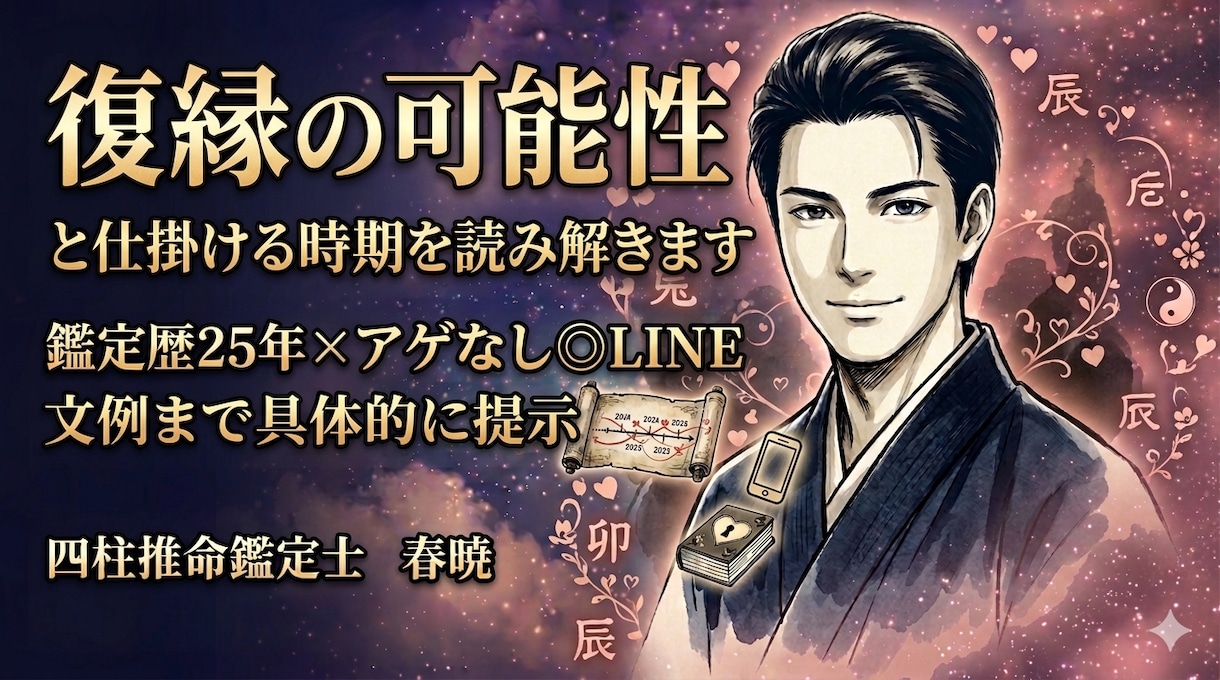 復縁の可能性と仕掛ける時期を読み解きます 鑑定歴25年×アゲなし◎LINE文例まで具体的に提示 イメージ1
