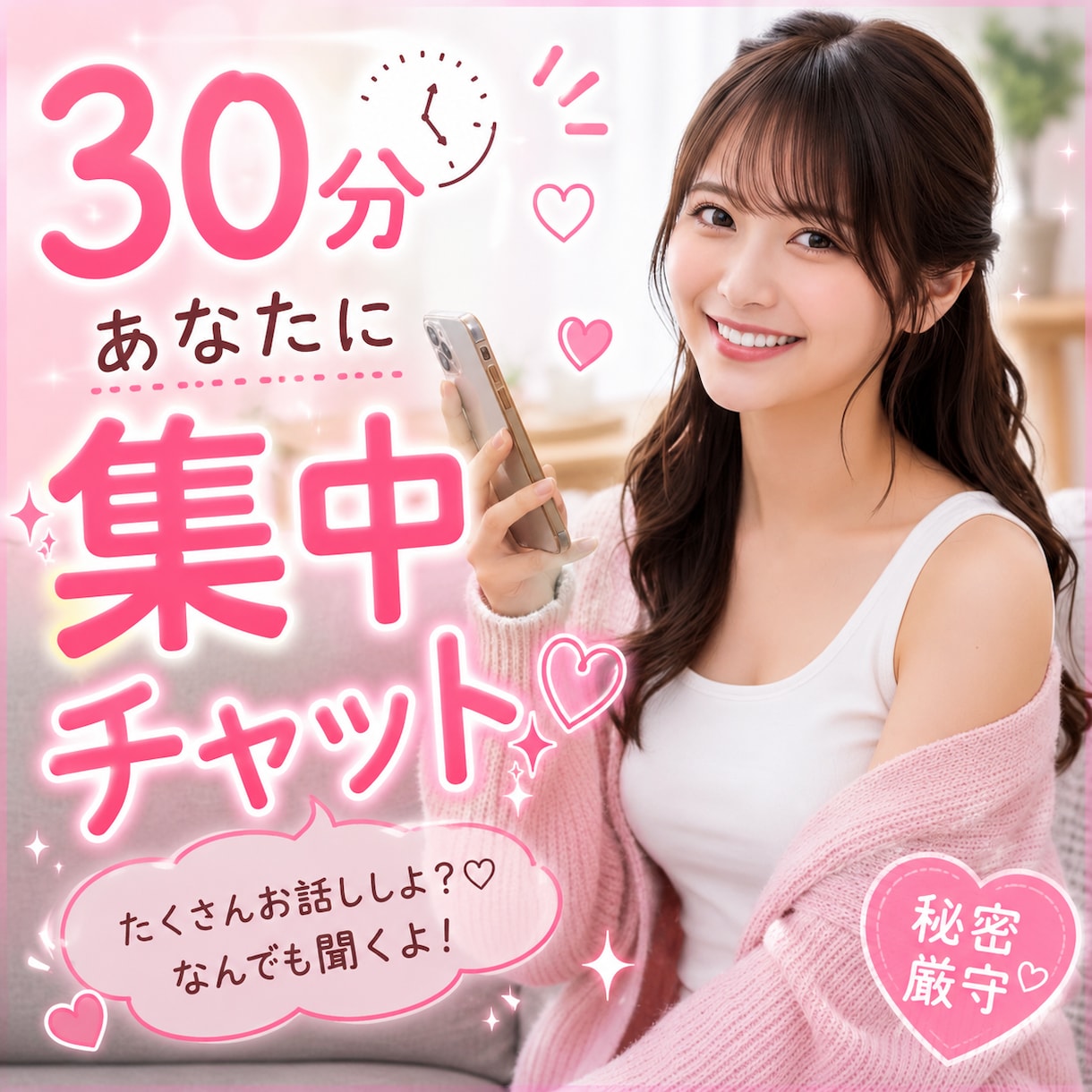 今だけ価格！30分あなたに即レスチャットします LINE感覚でOK♡電話は恥ずかしいけど…聞いてほしい！ イメージ1