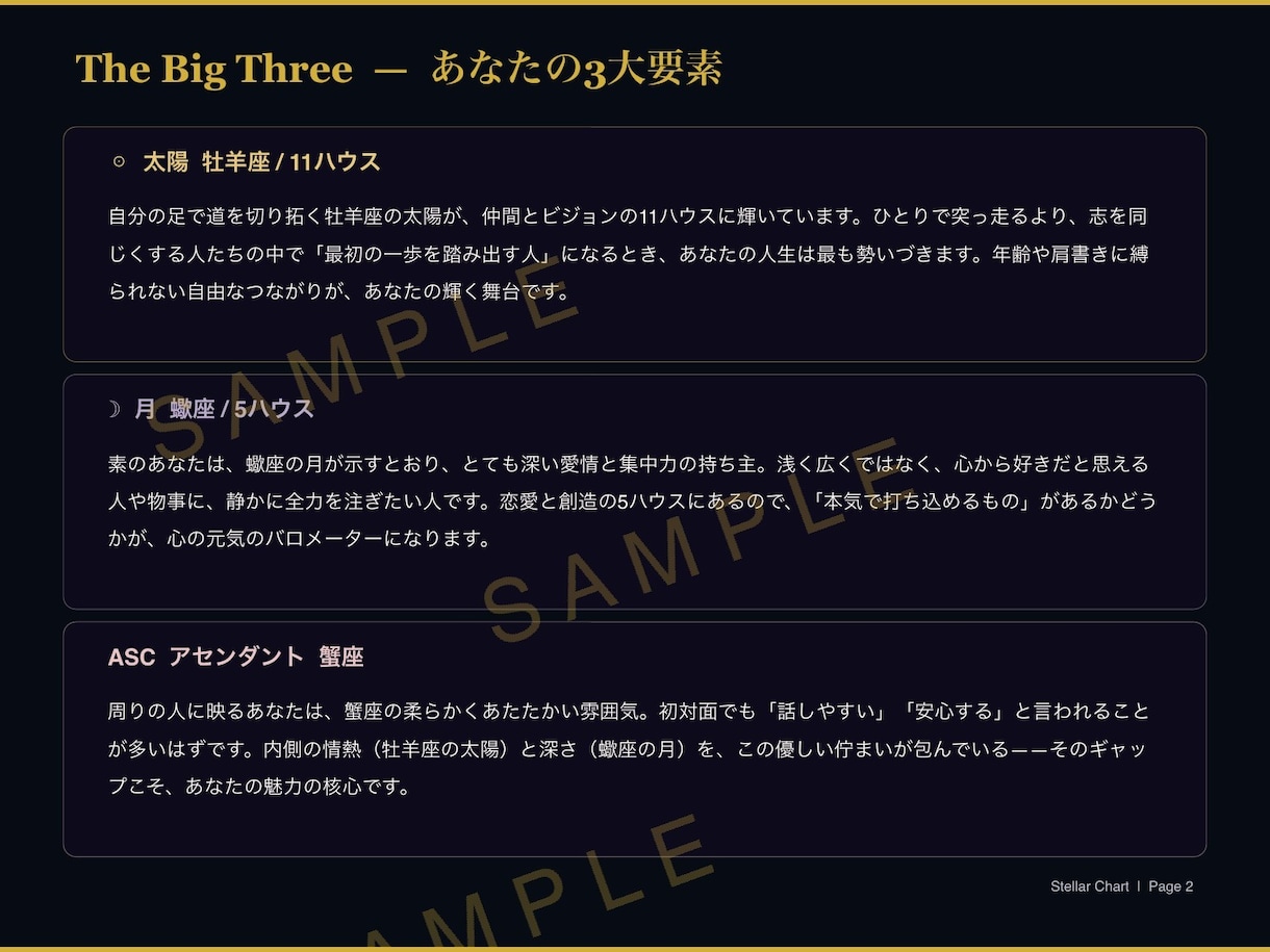 星があなたの強みと恋愛の傾向をやさしく言葉にします A4・10ページ超のPDF鑑定書。読み返すたび自分に還る一冊 イメージ4