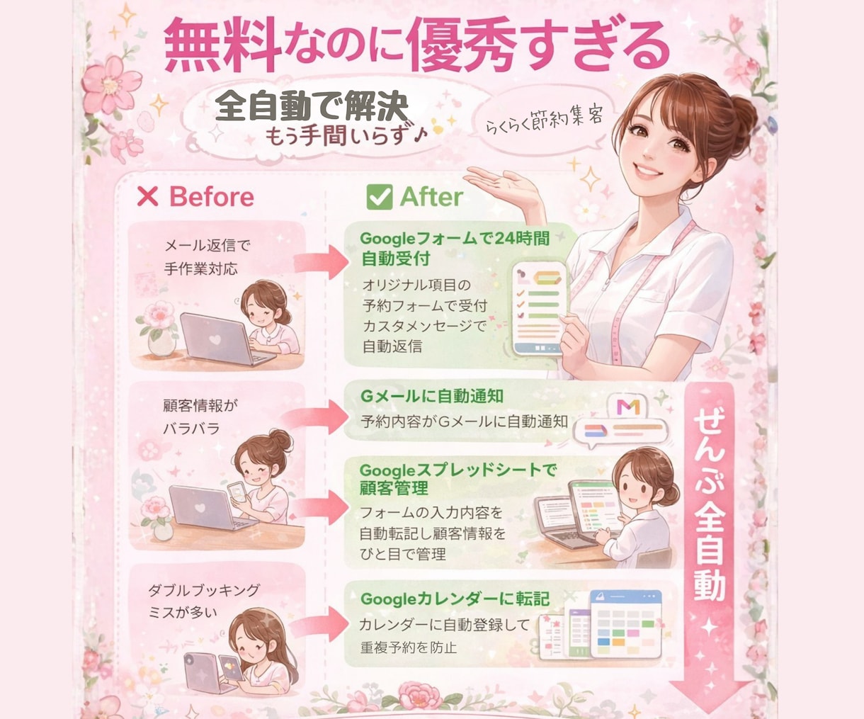 個人サロン向け完全無料の予約システム構築したします HotPepperに頼らない！｜Googleアカ１つで完結 イメージ2