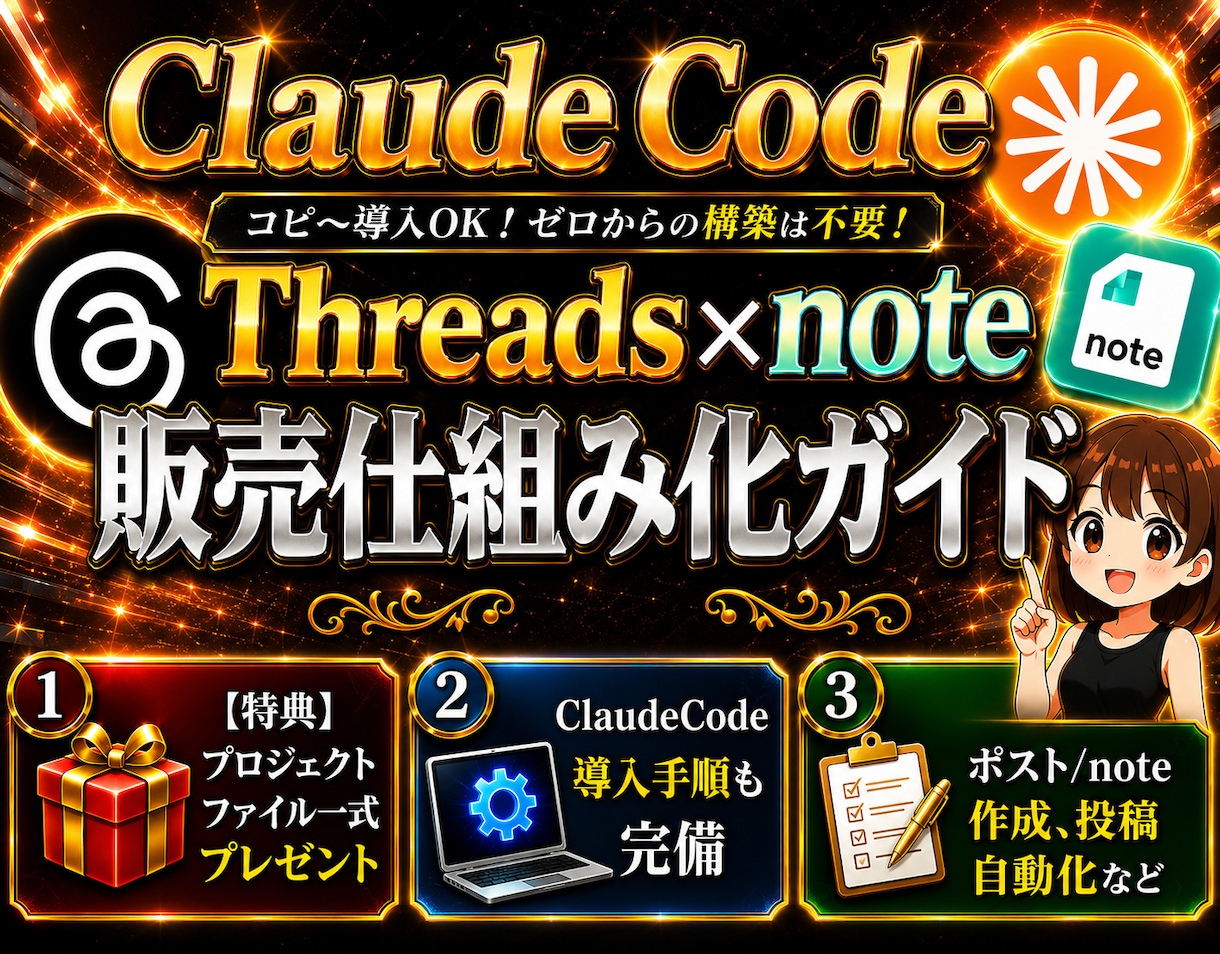 最新Threads×note仕組み化ガイド教えます ✅ClaudeCodeで超効率化|エージェント一式プレゼント イメージ1