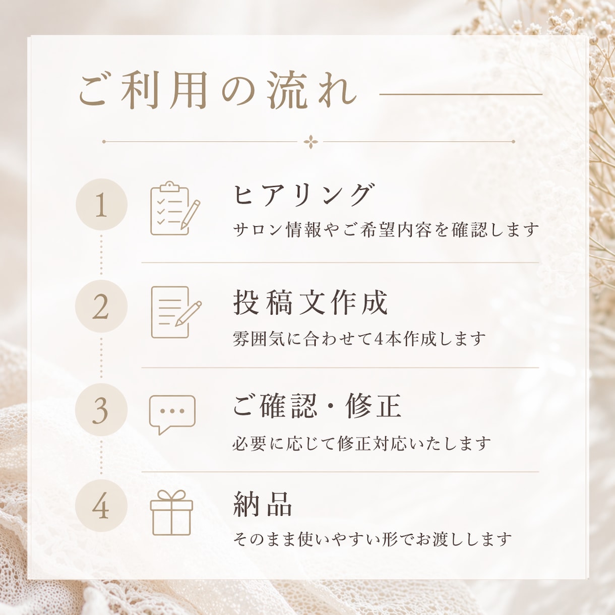 サロンの魅力が伝わるメニュー名と説明文を作成します 貼るだけで完成！メニュー名＋説明文をセット納品 イメージ5