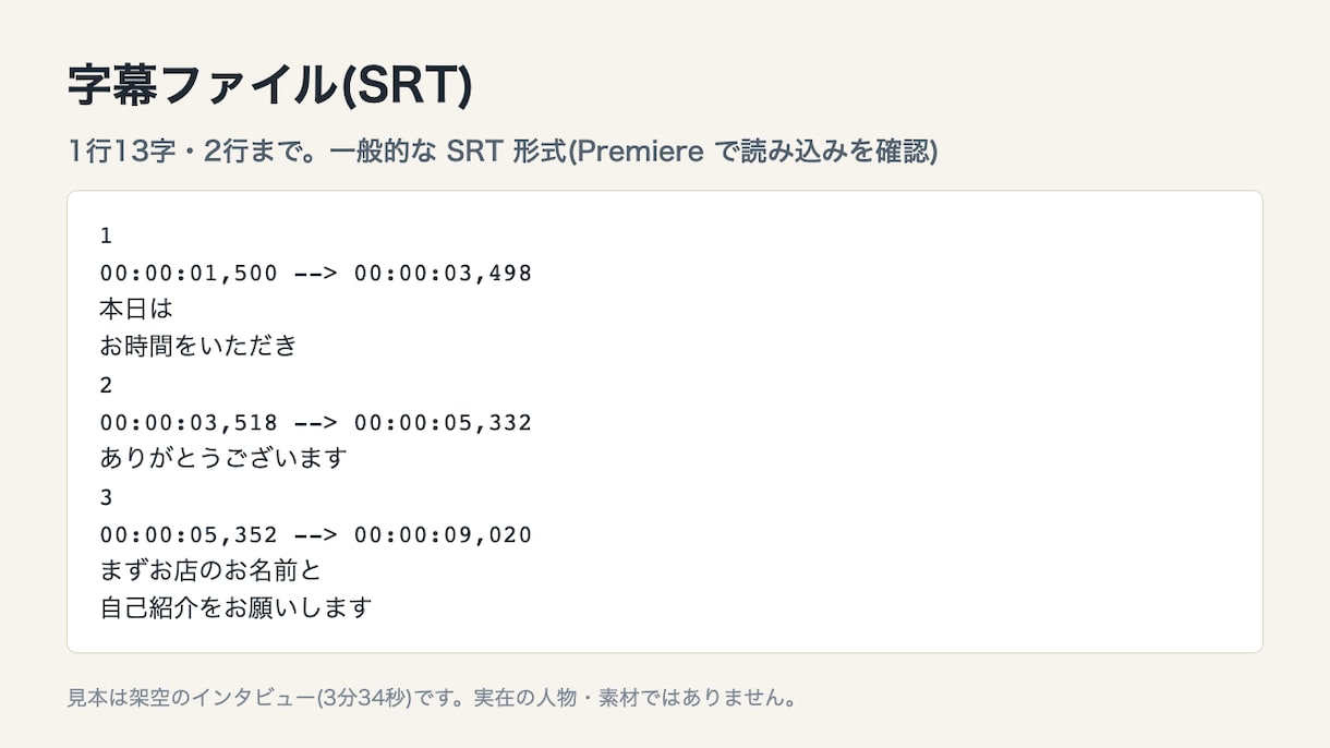1分100円で動画の文字起こしと字幕を作ります 話者分け・タイムコード・SRT込み 1分100円 イメージ1