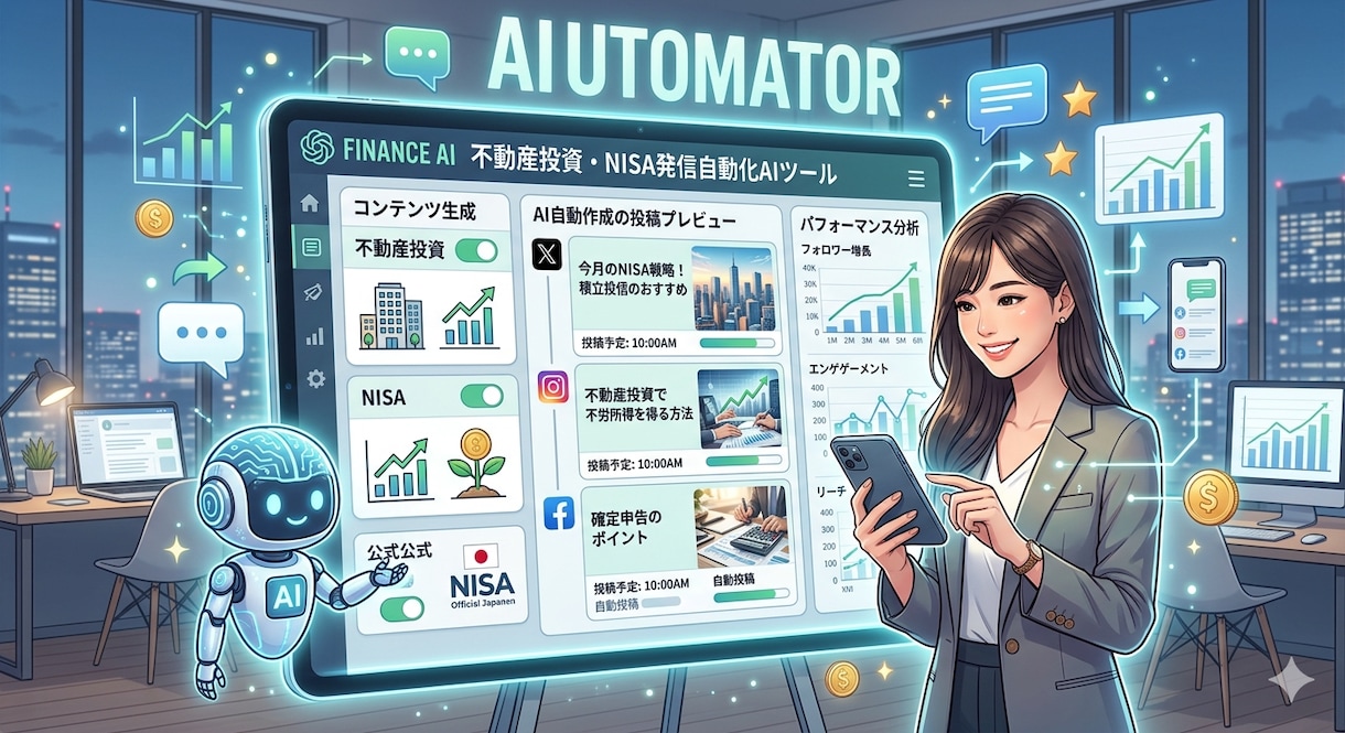 NISA・不動産投資特化SNS台本自動生成します AIが10秒で投稿台本を自動生成します イメージ1