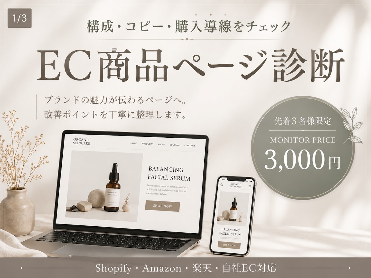 EC商品ページの構成・コピー・購入導線を診断します ブランドの魅力が伝わるページへ、改善ポイントを丁寧にお伝え イメージ1