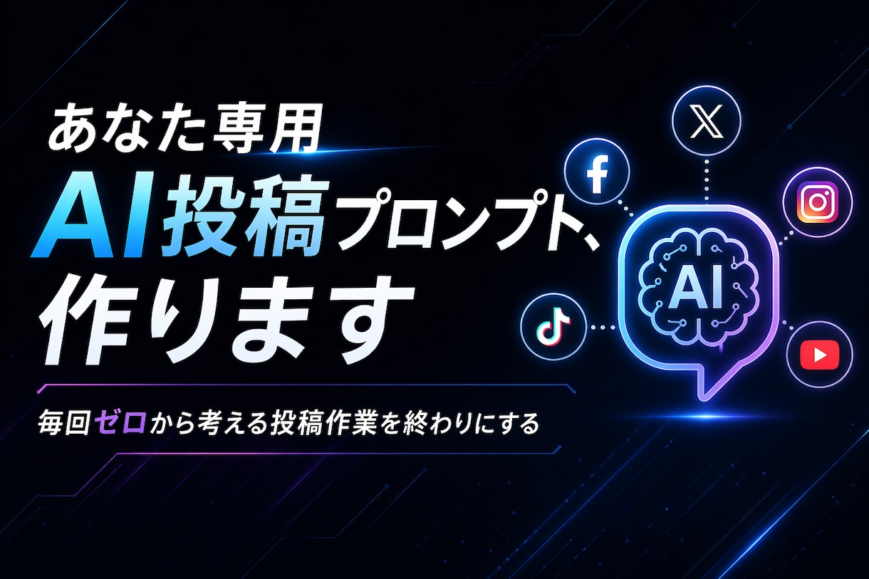 SNS専用「AI投稿生成プロンプト」を設計します 投稿作成の時間を短縮したい方へ イメージ1