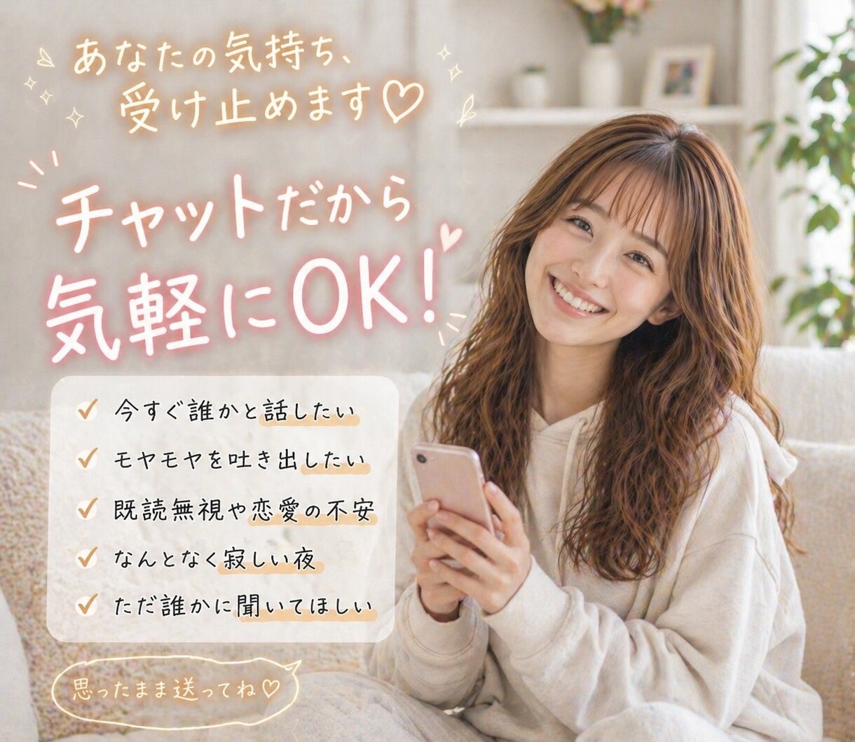 悩み相談｜恋愛・不安・人間関係なんでも聞きます 30分→１時間　期間限定】不安・寂しい・恋愛相談・人間関係 イメージ2