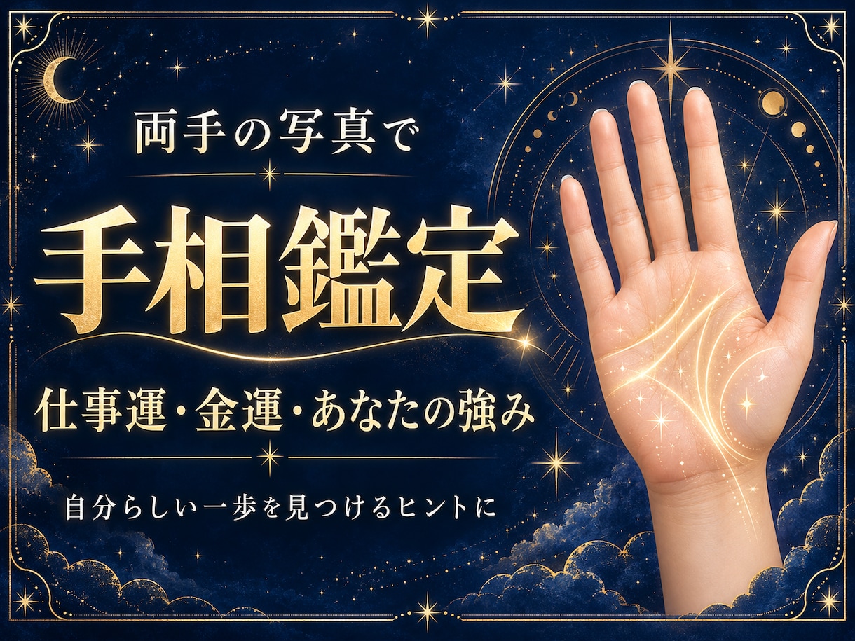 手相から仕事運・金運・あなたの強みを読み解きます 両手の写真で鑑定｜あなたらしい一歩を見つけるお手伝い イメージ1