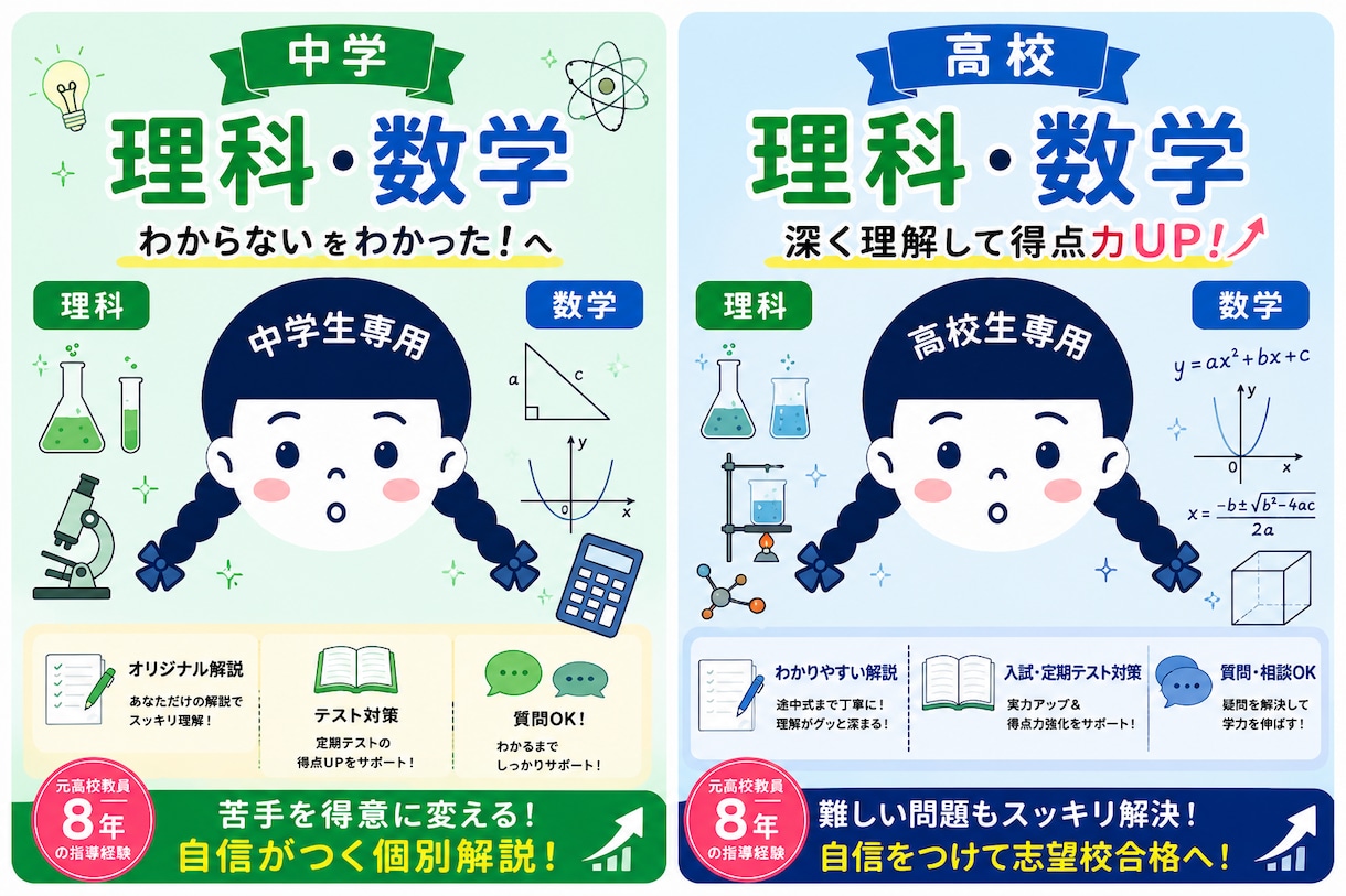 ２、数学・理科(中高レベル)の解説を作成します 写真を送るだけ！5問まで1000円で対応します イメージ1