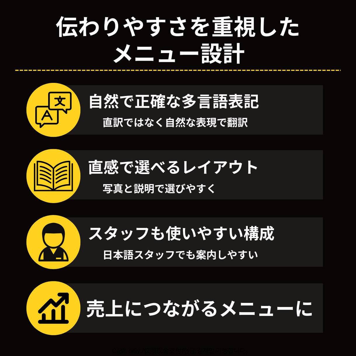飲食店向け外国語メニュー作成します 英語・中国語・韓国語対応◎外国人対応に イメージ4