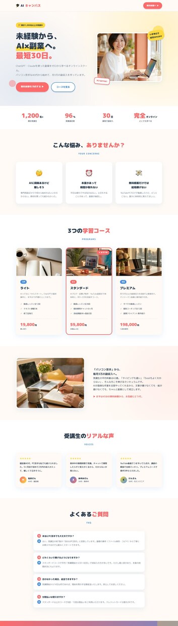Claudeで爆速LP制作｜業種別7型から選ぶます AIで業種別7型LPを爆速制作。〜3日納品。実演サンプル公開 イメージ3